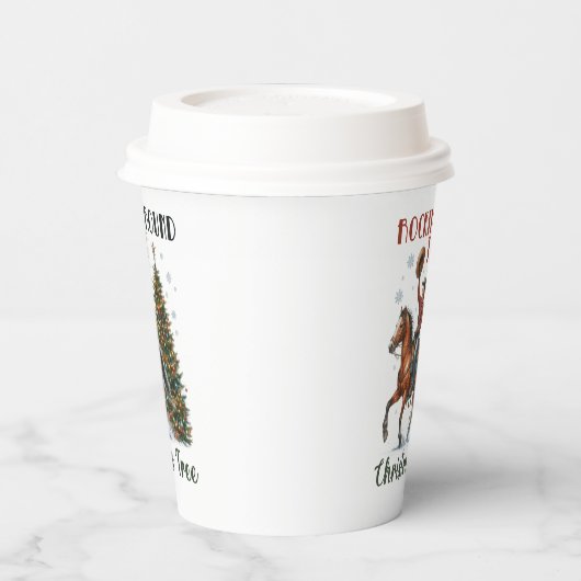 Feestelijke kerst rockende cowboy party papieren bekers (Links)