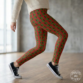 Feestelijke Kerst Rode en Groene Argyle Patroon Leggings