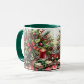 Feestelijke Kerst Rode strik met groen Mok (Voorkant links)