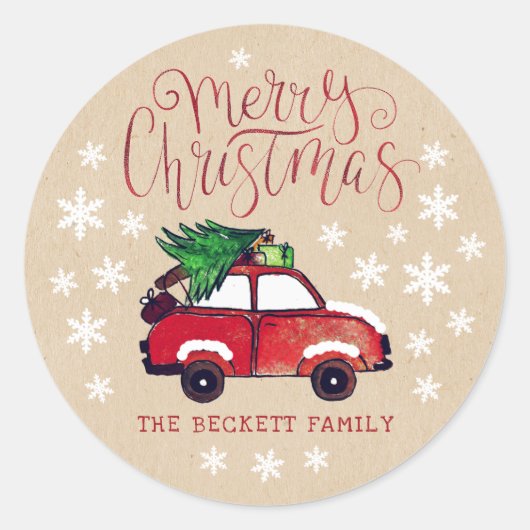 feestelijke kerst ronde sticker (Voorkant)