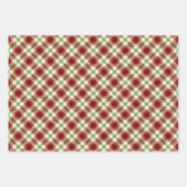 Feestelijke Kerst Rood & Groen Plaid w / Holly Inpakpapier Vel (Voorkant)