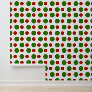 Feestelijke kerst rood groen polka stippen patroon behang