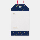 Feestelijke Kerst Rood Lint & Blauw Vakantie Cadeaulabel (Achterkant)