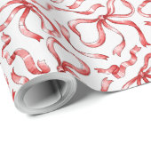 Feestelijke Kerst Rood Lint Patroon Vector Cadeaupapier (Rol Hoek)