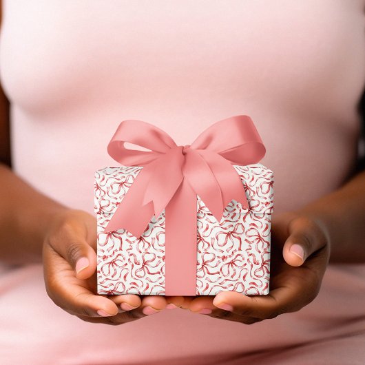 Feestelijke Kerst Rood Lint Patroon Vector Cadeaupapier