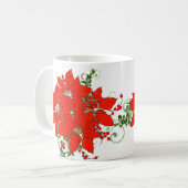 Feestelijke Kerst Rood Poinsettia Bloem Keramisch Koffiemok (Voorkant links)