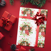 Feestelijke Kerst Rood Poinsettia Custom Photo Cadeaupapier