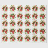 Feestelijke Kerst Rood Poinsettia Custom Photo Cadeaupapier (Vlak)