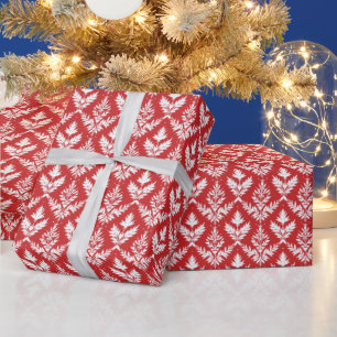 Feestelijke Kerst rood wit betegeld patroon Cadeaupapier