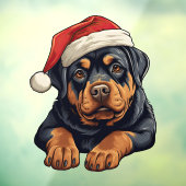 Feestelijke Kerst Rottweiler Venster Cling Raamsticker (Vel 3)