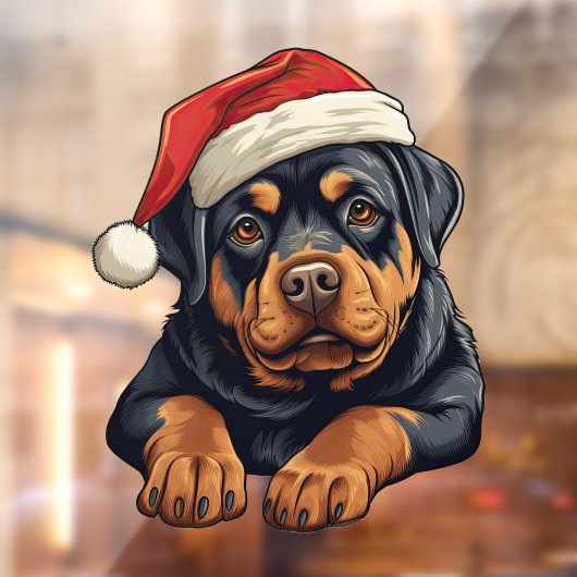 Feestelijke Kerst Rottweiler Venster Cling Raamsticker (Vel 2)