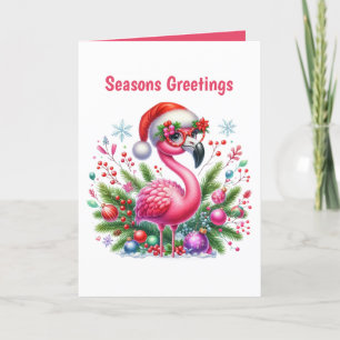 Feestelijke Kerst roze flamingo aanpasbaar Feestdagen Kaart