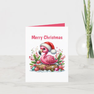 Feestelijke Kerst roze flamingo aanpasbaar Feestdagen Kaart