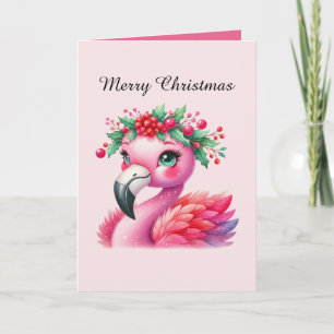 Feestelijke Kerst roze flamingo aanpasbaar Kaart