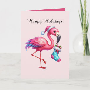 Feestelijke Kerst roze flamingo Kaart