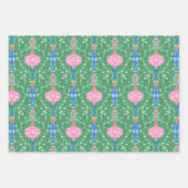 Feestelijke Kerst Roze & Groen Patroon Inpakpapier Vel (Voorkant 2)