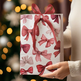 Feestelijke Kerst Roze & Rode Strikken Cadeautas