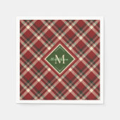 Feestelijke Kerst Rustiek Rood Groen Plakken Monog Servet (Voorkant)
