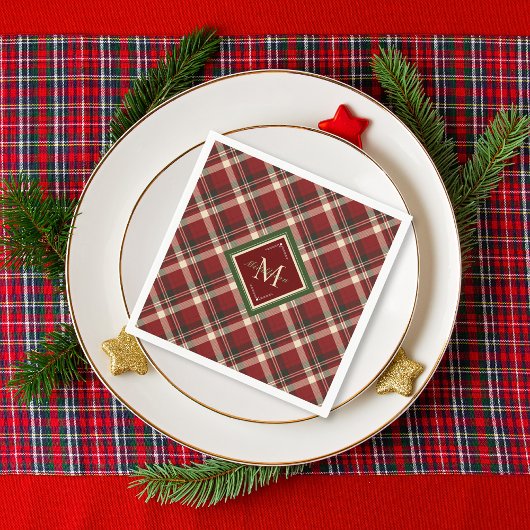 Feestelijke Kerst Rustiek Rood Groen Plakken Monog Servet