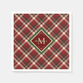 Feestelijke Kerst Rustiek Rood Groen Plakken Monog Servet (Voorkant)