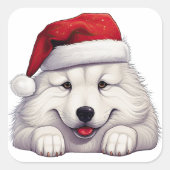 Feestelijke kerst Samoyed Vierkante Sticker (Voorkant)
