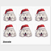 Feestelijke kerst Samoyed Vierkante Sticker (Vel)