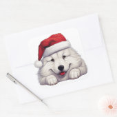 Feestelijke kerst Samoyed Vierkante Sticker (Envelop)