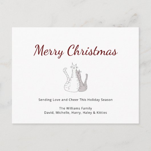 Feestelijke Kerst Schattigee Katten Vakantie Brief Feestdagenkaart (Voorkant)