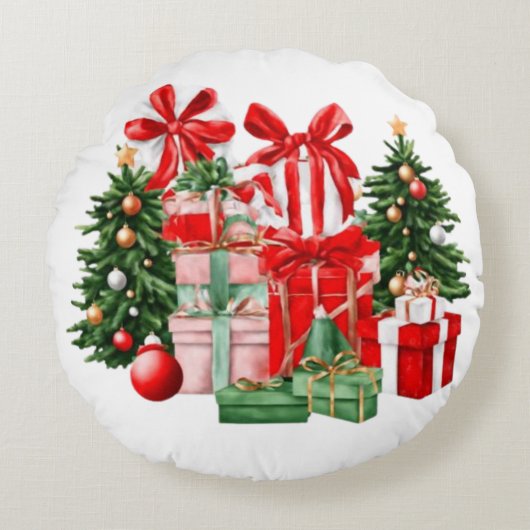 Feestelijke Kerst Sierkussen Vakantie Decoratief Rond Kussen (Voorkant)