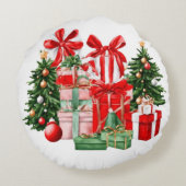 Feestelijke Kerst Sierkussen Vakantie Decoratief Rond Kussen (Achterkant)