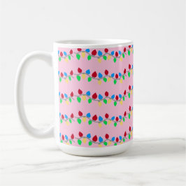 Feestelijke Kerst Slingerlichtjes op Roze Koffiemok