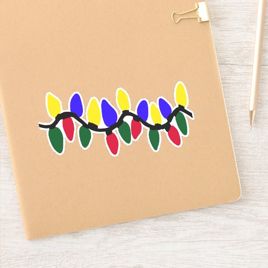 Feestelijke Kerst Slingerlichtjes Sticker (Notitieboek)