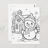 Feestelijke kerst sneeuwman kinder kleurstof briefkaart (Voorkant / Achterkant)