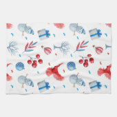 Feestelijke kerst Sneeuwmannen Rode Kardinalen Orn Theedoek (Horizontaal)