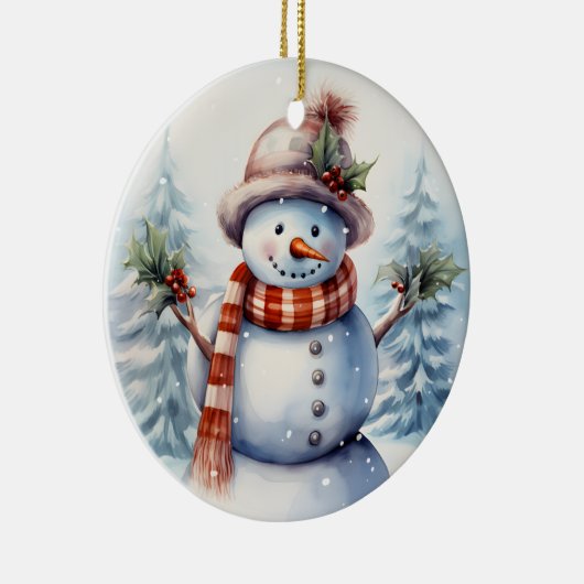 feestelijke kerst sneeuwpop bericht toevoegen keramisch ornament (Rechts)