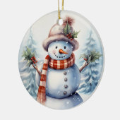 feestelijke kerst sneeuwpop bericht toevoegen keramisch ornament (Links)