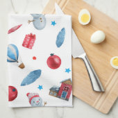 Feestelijke kerst sneeuwpoppen rode Ornamenten hui Theedoek (Quarter Fold)