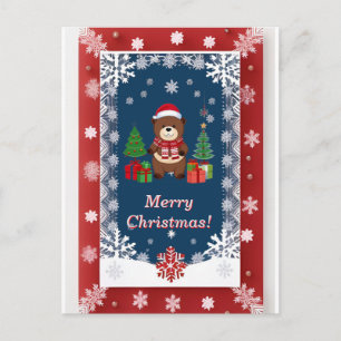 Feestelijke Kerst Sneeuwrijke Frame Briefkaart