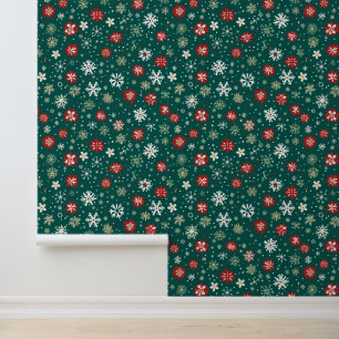 Feestelijke kerst sneeuwvlok betegeld behang