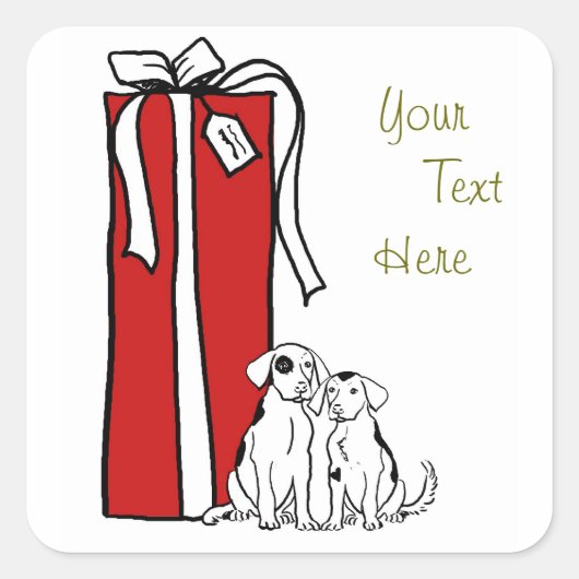 Feestelijke kerst sneeuwvlok hond vierkante sticker (Voorkant)