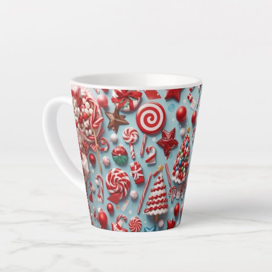 Feestelijke Kerst Snoep Koffie Latte Mok (Linkerhoek)