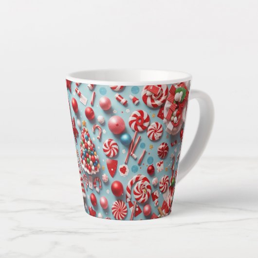 Feestelijke Kerst Snoep Koffie Latte Mok (Rechterhoek)
