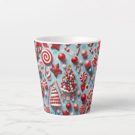 Feestelijke Kerst Snoep Koffie Latte Mok (Voorkant)
