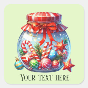 Feestelijke Kerst snoep tekst toevoegen Vierkante Sticker