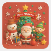 Feestelijke Kerst stickers met de Kerstman (Voorkant)