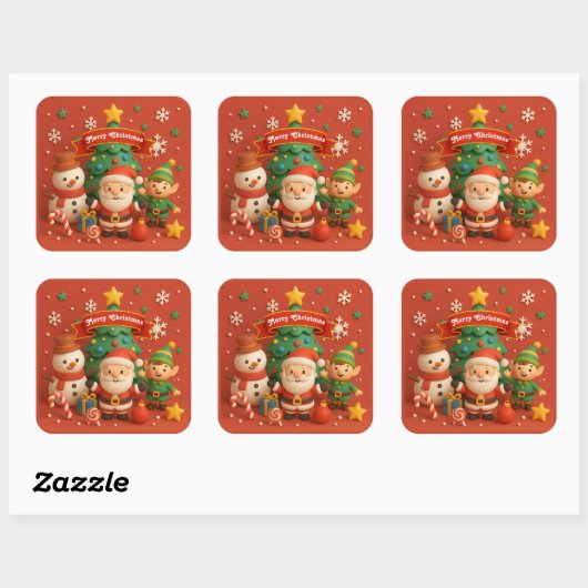 Feestelijke Kerst stickers met de Kerstman (Vel)