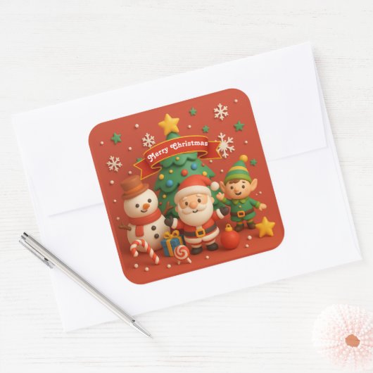 Feestelijke Kerst stickers met de Kerstman (Envelop)