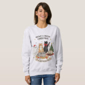Feestelijke kerst sweatshirt cadeau voor kattenlie (Voorkant volledig)