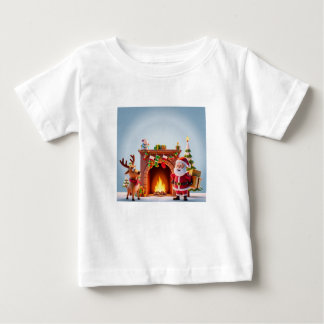 Feestelijke kerst T-shirt met Santa & Reinde
