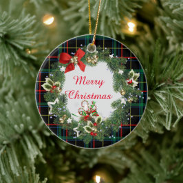 Feestelijke Kerst Tartaar met Krans en Groet Keramisch Ornament